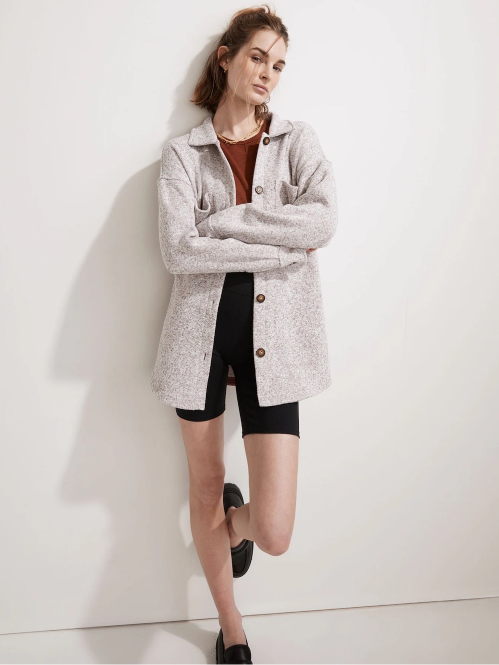 Madewell MWL (Re)sourced Sweater Fleece Shirt-Jacket size XS